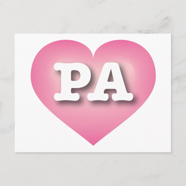 Cartão Postal Pensilvânia Pink Fade Heart - Eu amo PA (Frente)