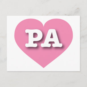 Cartão Postal Pensilvânia Pink Heart - Eu amo PA