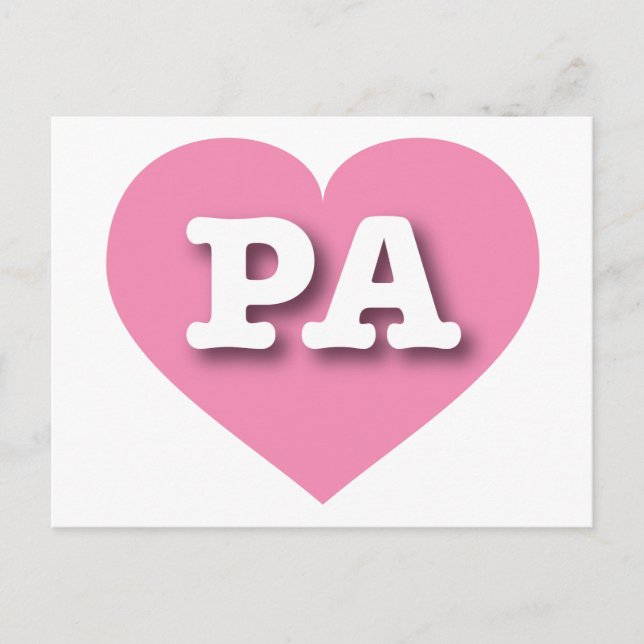 Cartão Postal Pensilvânia Pink Heart - Eu amo PA (Frente)