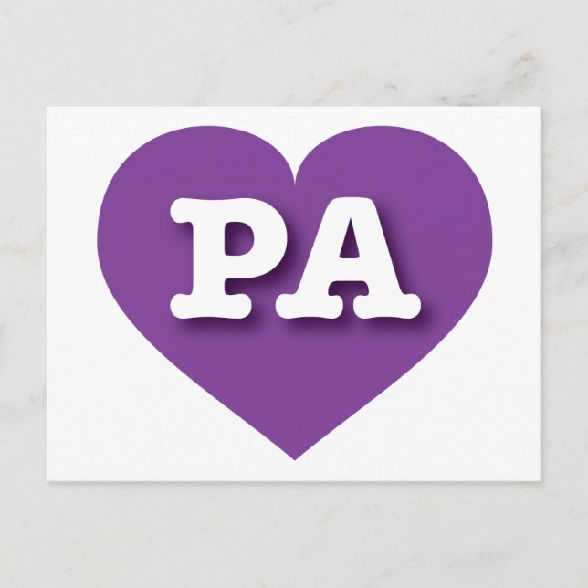 Cartão Postal Pensilvânia Purple Heart - Eu amo PA (Frente)