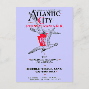 Cartão Postal Pensilvânia Railroad Atlantic City Service 1904