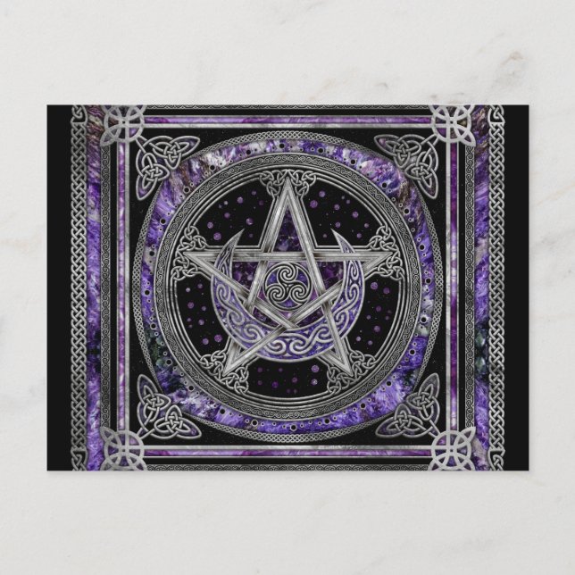Cartão Postal Pentagram Triskelion Ametist Moon (Frente)