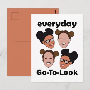 Cartão Postal Penteado Space Buns Moda Olhar Diário