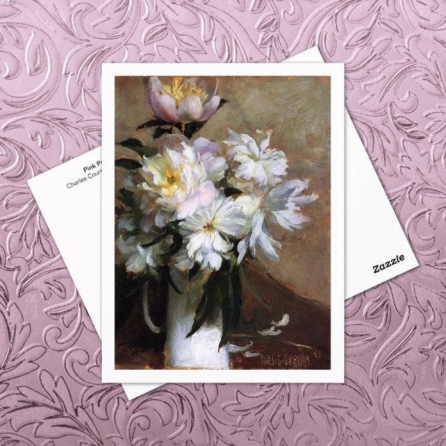 Cartão Postal Peões cor-de-rosa em Vase Charles Courtney Curran (Criador carregado)