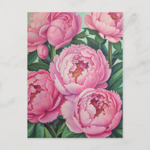 Cartão Postal Peônias cor-de-rosa