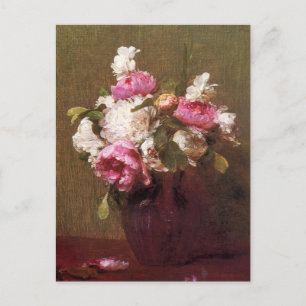 Cartão Postal Peônias e Rosas de Henri Fantin-Latour Cartão-post