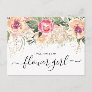 Cartão Postal Peônias Rosa em Aquarela Você Será Minha Menina de