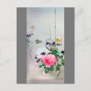 Cartão Postal Peony e Borboleta, Watanabe Seitei