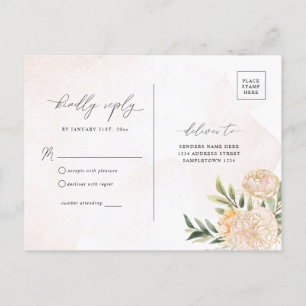 Cartão Postal Peony e Gold Foil Flowers RSVP