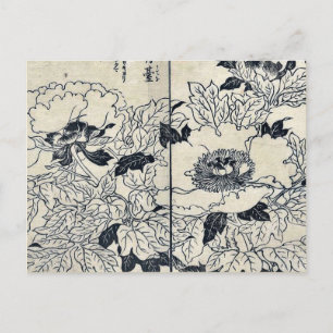 Cartão Postal Peony floresce por Tachibana, Yasukuni Ukiyoe