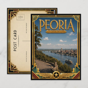 Cartão Postal Peoria Illinois Arte Deco Vintage Idade Dourada
