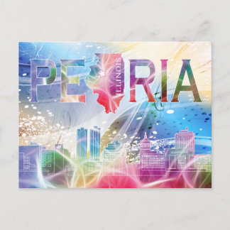 Cartão Postal Peoria, Illinois - Design Colorido