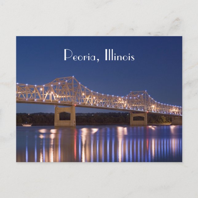 Cartão Postal Peoria Illinois Murray Baker Bridge PostCard (Frente)