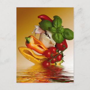 Cartão Postal Peppers Basil Tomates Garfo