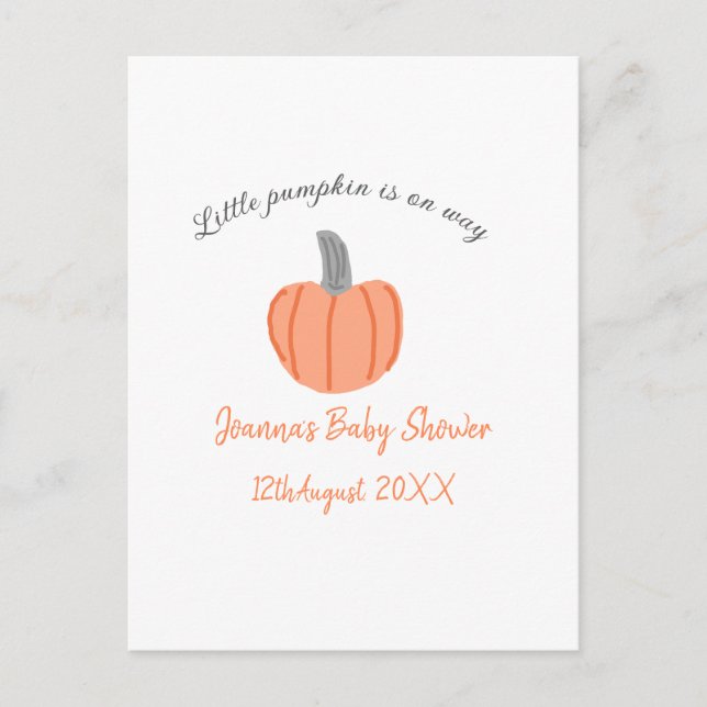 Cartão Postal Pequena abóbora a caminho cinza laranja a (Frente)