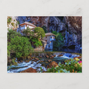 Cartão Postal Pequena aldeia Blagaj na cachoeira de Buna, Bósni