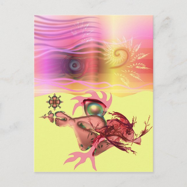 Cartão Postal Pequena Beastie rosa vai para a corrida (Frente)