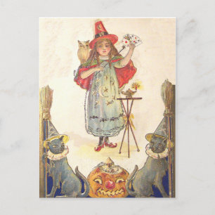 Cartão Postal Pequena Bruxa (Cartão Vintage de Halloween)