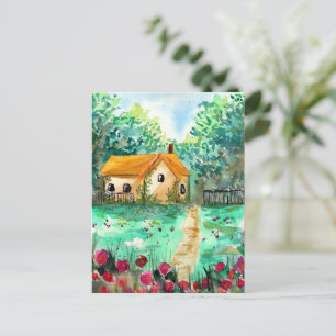 Cartão Postal Pequena Casa de Jardim Aquarela