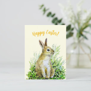 Cartão Postal Pequena cor d'água do coelho felz pascoa