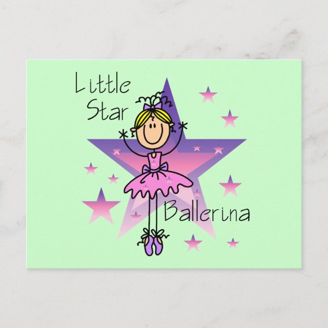 Cartão Postal Pequena Estrela Ballerina - Cabelo Loiro (Frente)