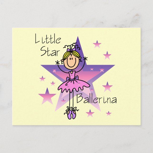 Cartão Postal Pequena Estrela Ballerina - Cabelo Loiro (Frente)