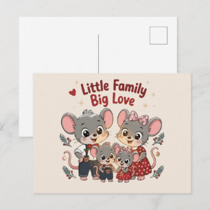 Cartão Postal Pequena Família Grande Amor Rato Fofo
