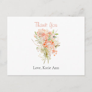 Cartão Postal Pequena Flor Silvestre Cor-de-Rosa Floral Aquarela