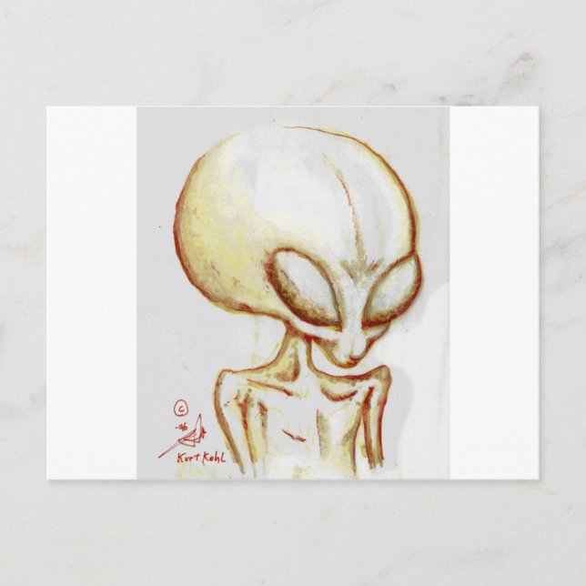 Cartão Postal Pequena forma de alienígena Amarela - Eu sou o núm (Frente)