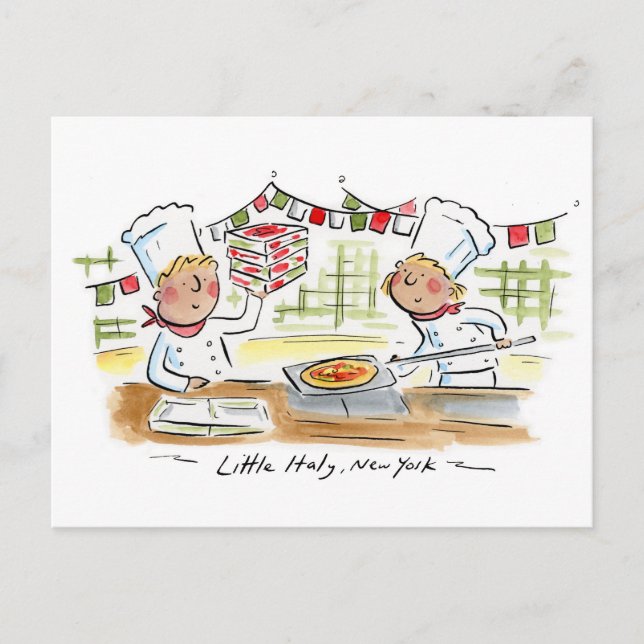 Cartão Postal Pequena Itália, Nova Iorque (Frente)