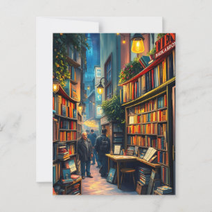 Cartão Postal Pequena Livraria Em Um Canto Louco De Uma Cidade