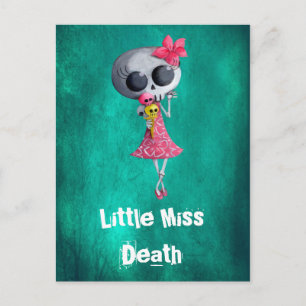 Cartão Postal Pequena Miss Morte com Sorvete de Halloween
