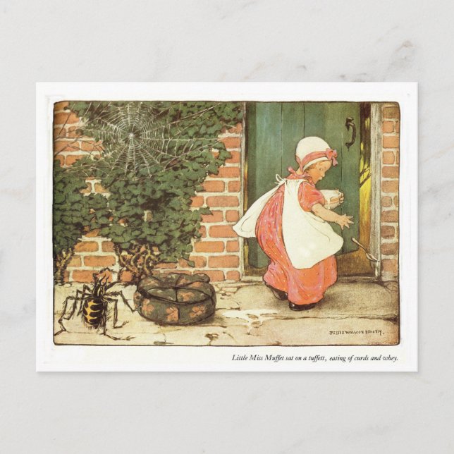 Cartão Postal Pequena Miss Muffet Nursery Rhyme (Frente)