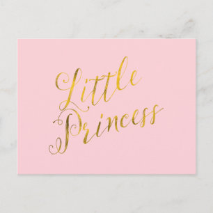 Cartão Postal Pequena Princesa Cotação Faux Gold Foil Glitter 