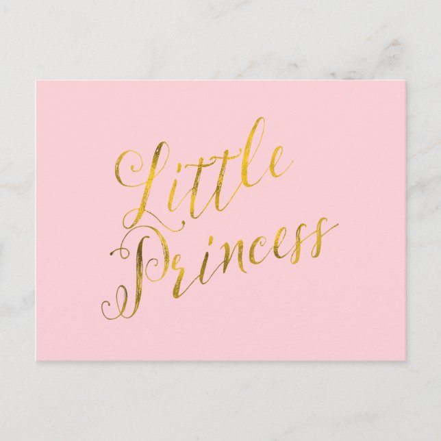 Cartão Postal Pequena Princesa Cotação Faux Gold Foil Glitter Ro (Frente)