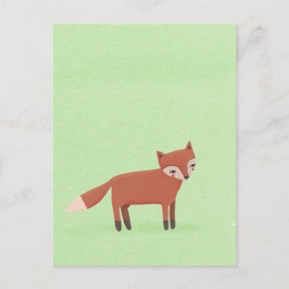 Cartão Postal pequena raposa fofa criatura da floresta verde