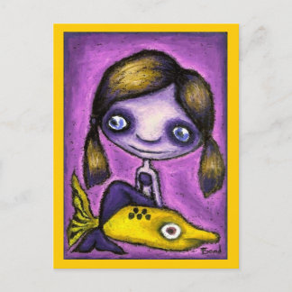 Cartão Postal Pequena sereia num táxi de tubarão