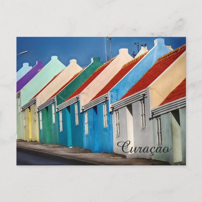 Cartão Postal Pequenas casas coloridas Curaçao (Frente)