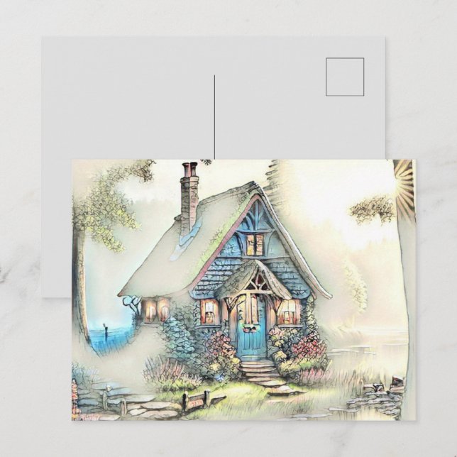 Cartão Postal Pequeno Algodão Na Floresta - Fuga Encantadora (Frente/Verso)