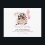 Cartão Postal Pequeno Aniversário Da Coruja Obrigado<br><div class="desc">Owl Birthday Obrigado Postcards</div>