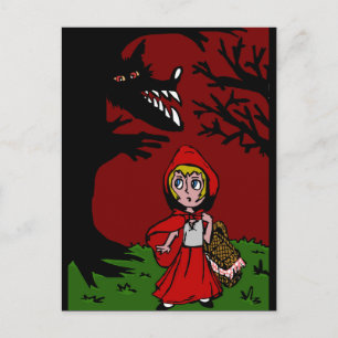 Cartão Postal Pequeno capô vermelho na floresta