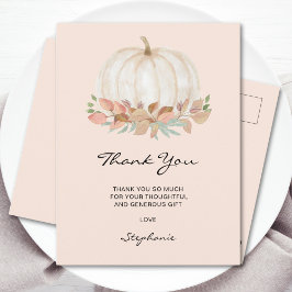 Cartão Postal Pequeno Chá de fraldas De Abóbora Obrigado