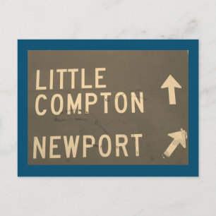 Cartão Postal Pequeno Compton, Newport, RI Vintage Sinal
