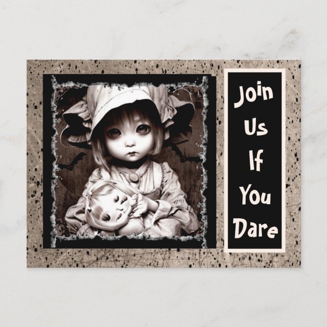 Cartão Postal Pequeno Criança Assustador Olhos Grandes Halloween (Frente)