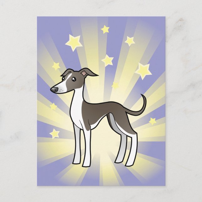 Cartão Postal Pequeno Greyhound/Whippet/Italiano Greyhound (Frente)