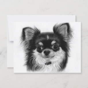 Cartão Postal Pequeno Observador - Chinhuahua Puppy Pintado Pela