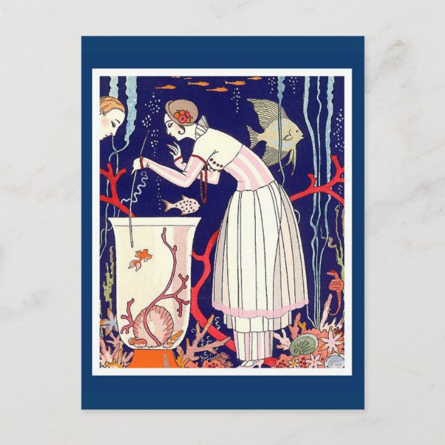 CARTÃO POSTAL PEQUENO PEIXE DESLUMBRANTE, BELEZA FASHION ART DÉC (Frente)