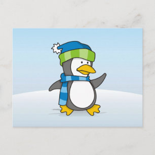Cartão Postal Pequeno pinguim andando na neve
