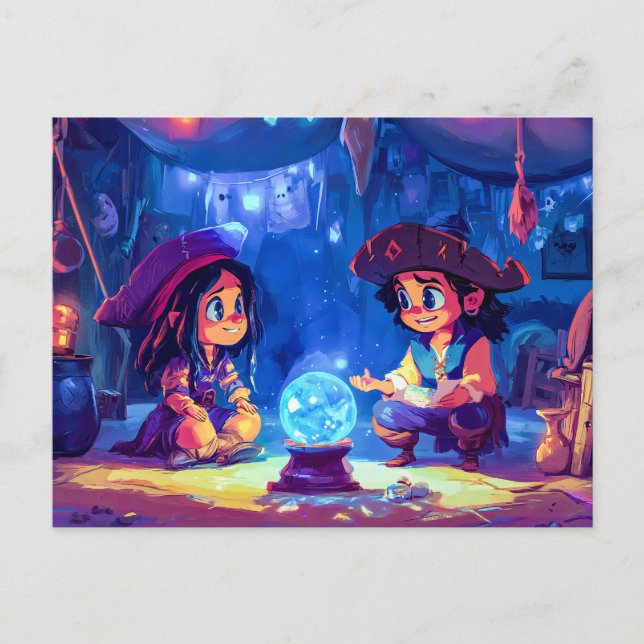 Cartão Postal Pequeno pirata recebe profecia de uma fortuna (Frente)