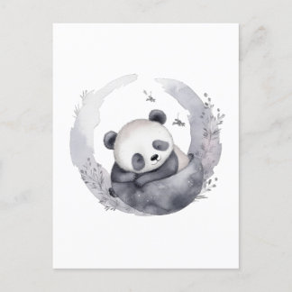Cartão Postal Pequeno Urso De Panda De Bebê Com Cores De Água So